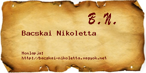 Bacskai Nikoletta névjegykártya